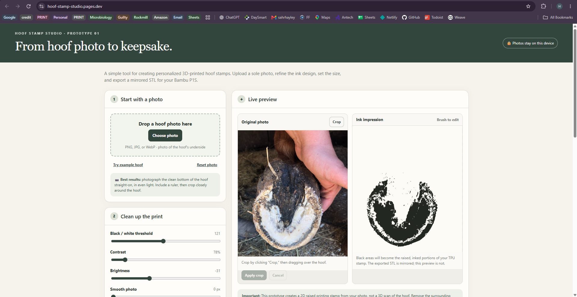 Hoof Stamp Studio v0.1.0 homepage